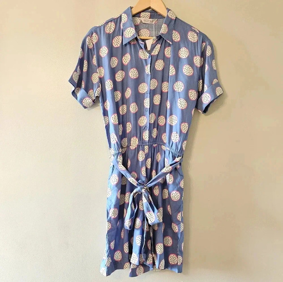 Compania Fantastica Dragon Fruit Pitaya Print Casual Women's Romper Size Medium. - Picture 6 of 16